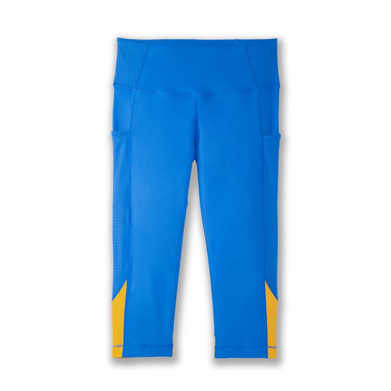 Brooks Method 1/2 Crop Women's Running Leggings - Blue Bolt/Saffron/Yellow (63128-ULBJ)